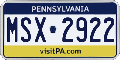 PA license plate MSX2922