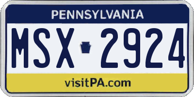 PA license plate MSX2924