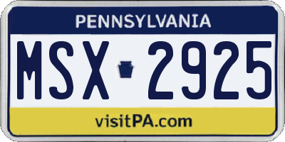 PA license plate MSX2925
