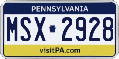 PA license plate MSX2928