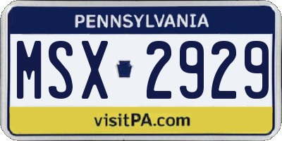 PA license plate MSX2929