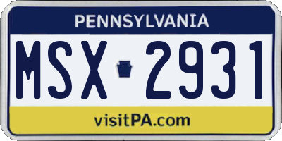 PA license plate MSX2931