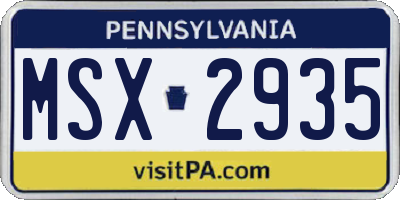 PA license plate MSX2935