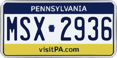 PA license plate MSX2936