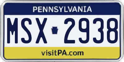 PA license plate MSX2938
