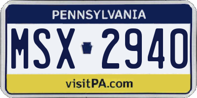 PA license plate MSX2940