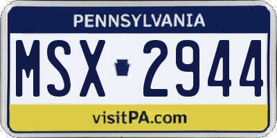 PA license plate MSX2944