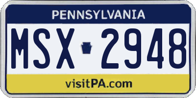 PA license plate MSX2948