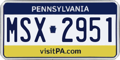 PA license plate MSX2951
