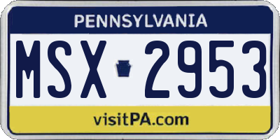 PA license plate MSX2953
