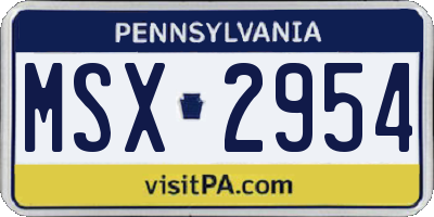 PA license plate MSX2954