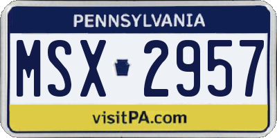 PA license plate MSX2957