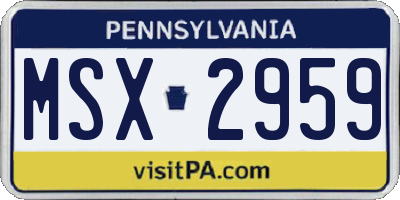 PA license plate MSX2959