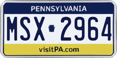 PA license plate MSX2964