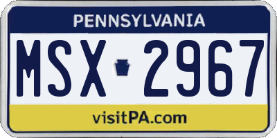 PA license plate MSX2967