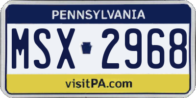 PA license plate MSX2968