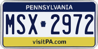 PA license plate MSX2972