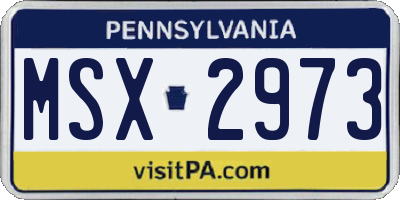 PA license plate MSX2973