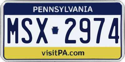 PA license plate MSX2974
