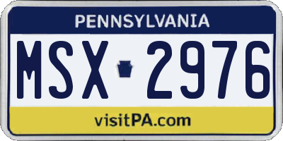 PA license plate MSX2976