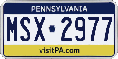 PA license plate MSX2977