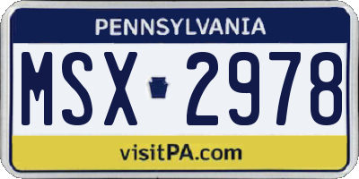 PA license plate MSX2978