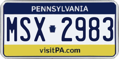 PA license plate MSX2983