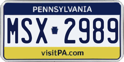 PA license plate MSX2989
