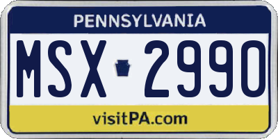 PA license plate MSX2990
