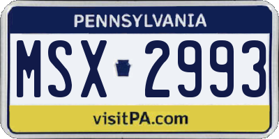 PA license plate MSX2993