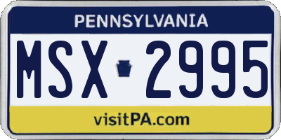 PA license plate MSX2995