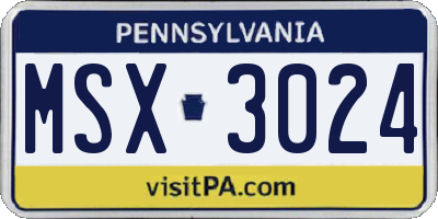 PA license plate MSX3024