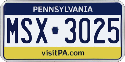 PA license plate MSX3025