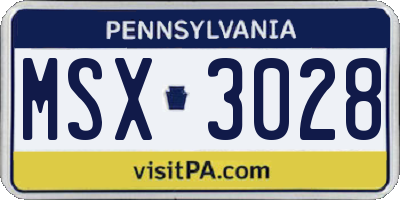 PA license plate MSX3028