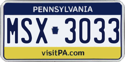 PA license plate MSX3033