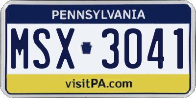 PA license plate MSX3041