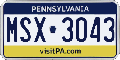 PA license plate MSX3043