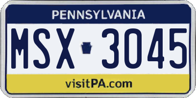 PA license plate MSX3045