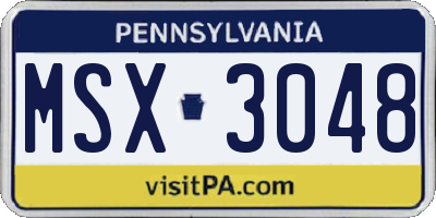PA license plate MSX3048