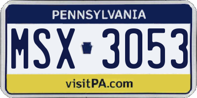 PA license plate MSX3053