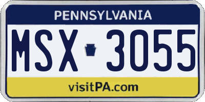 PA license plate MSX3055