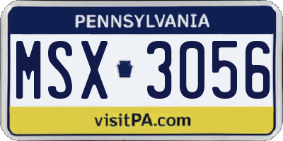 PA license plate MSX3056