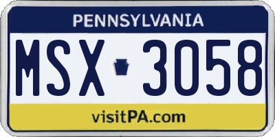 PA license plate MSX3058