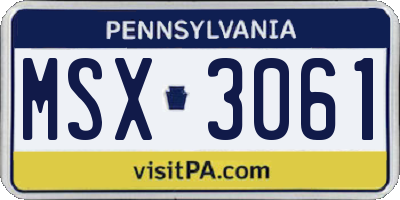 PA license plate MSX3061