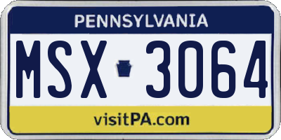 PA license plate MSX3064
