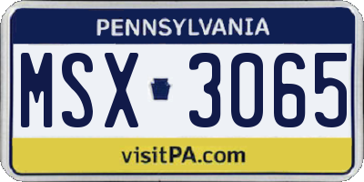 PA license plate MSX3065