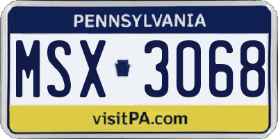 PA license plate MSX3068
