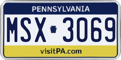 PA license plate MSX3069