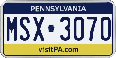 PA license plate MSX3070