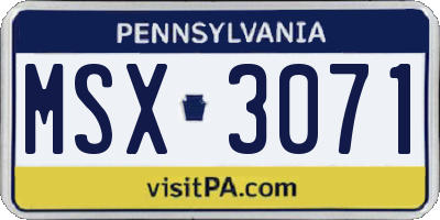 PA license plate MSX3071